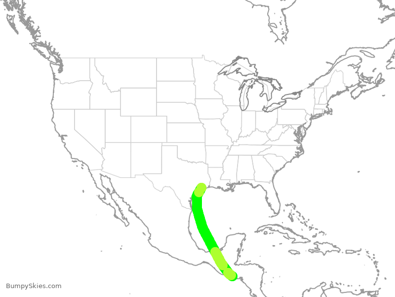 Turbulence forecast map for SWA8531, HOU to SLP