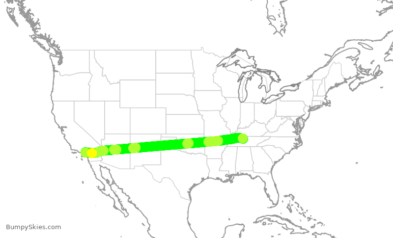Turbulence forecast map for SWA853, BNA to ONT