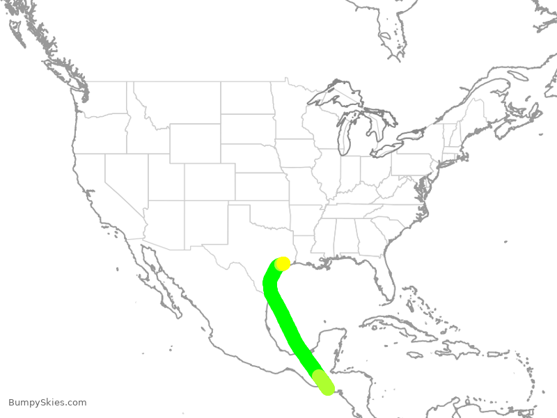 Turbulence forecast map for SWA8548, SLP to HOU