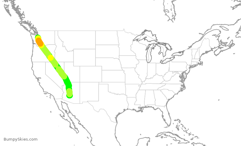 Turbulence forecast map for SWA8549, BFI to PHX