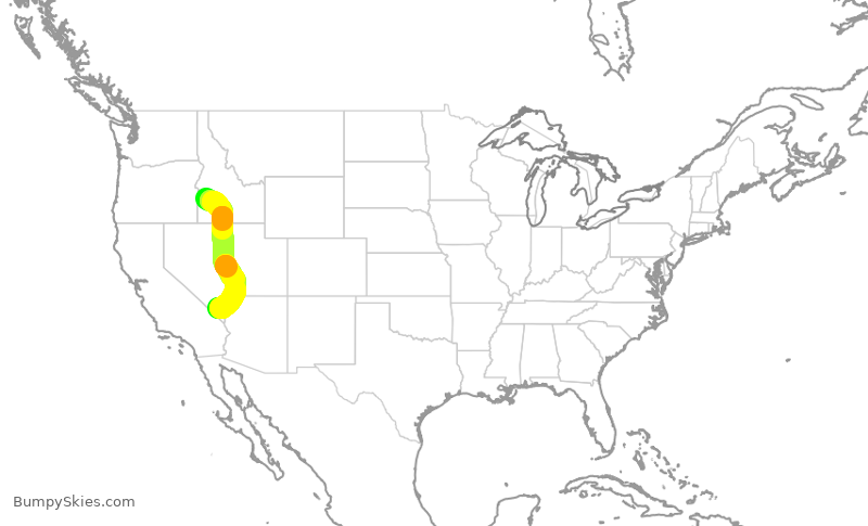 Turbulence forecast map for SWA854, BOI to LAS