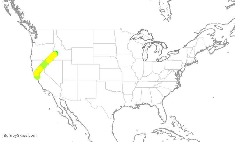 Turbulence forecast map for SWA855, BOI to OAK