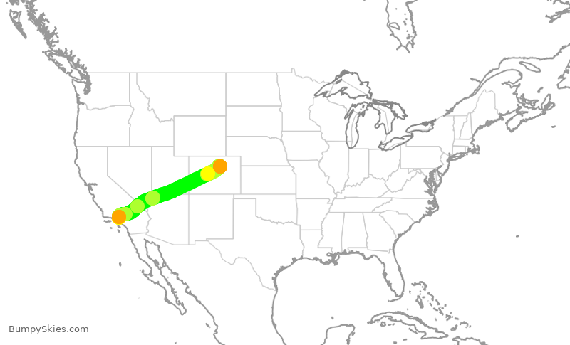 Turbulence forecast map for SWA859, BUR to DEN