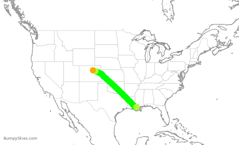 Turbulence forecast map for SWA859, DEN to MSY