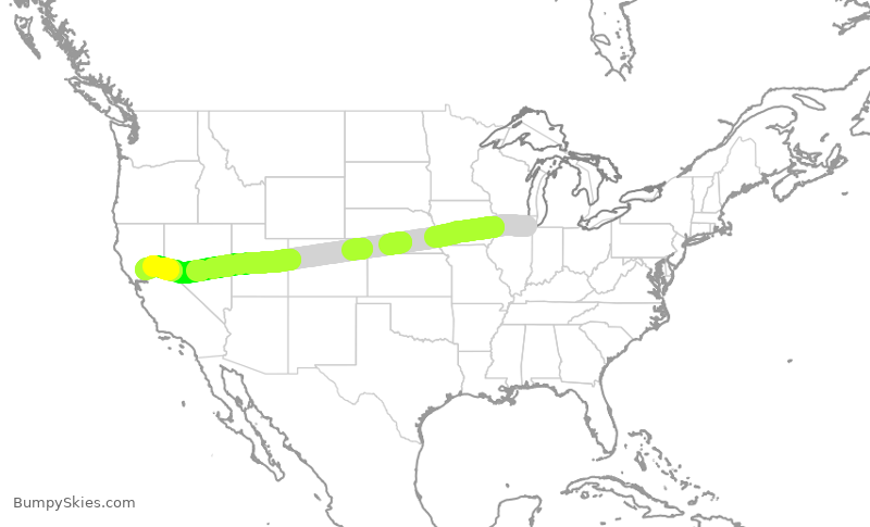 Turbulence forecast map for SWA859, MDW to SMF
