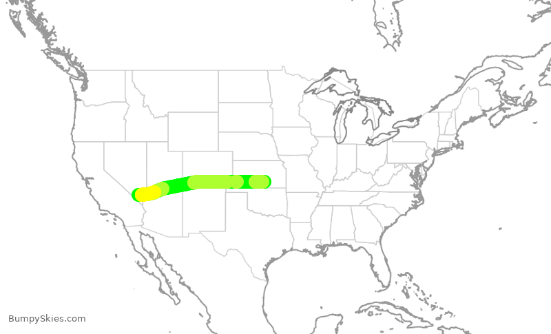Turbulence forecast map for SWA860, LAS to ICT