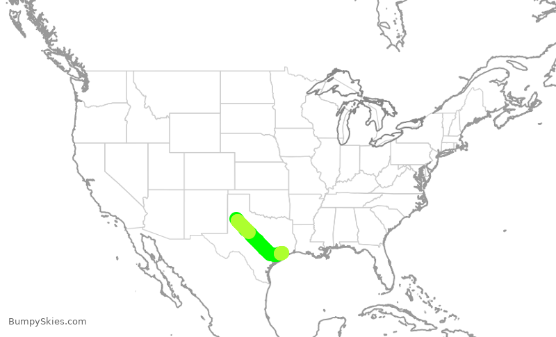 Turbulence forecast map for SWA8623, LBB to HOU