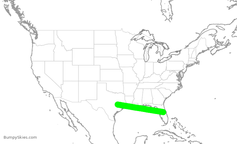 Turbulence forecast map for SWA8635, CLL to MCO