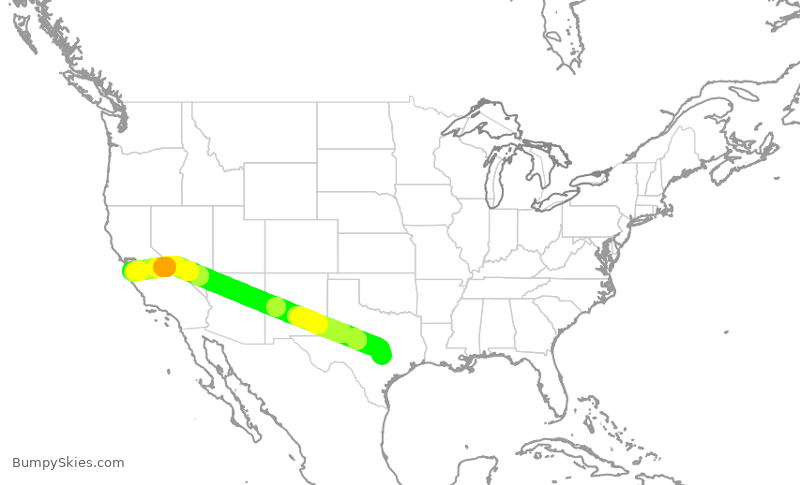 Turbulence forecast map for SWA865, AUS to SJC