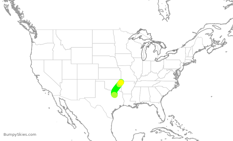 Turbulence forecast map for SWA8670, DAL to XNA