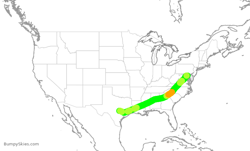 Turbulence forecast map for SWA867, BWI to AUS