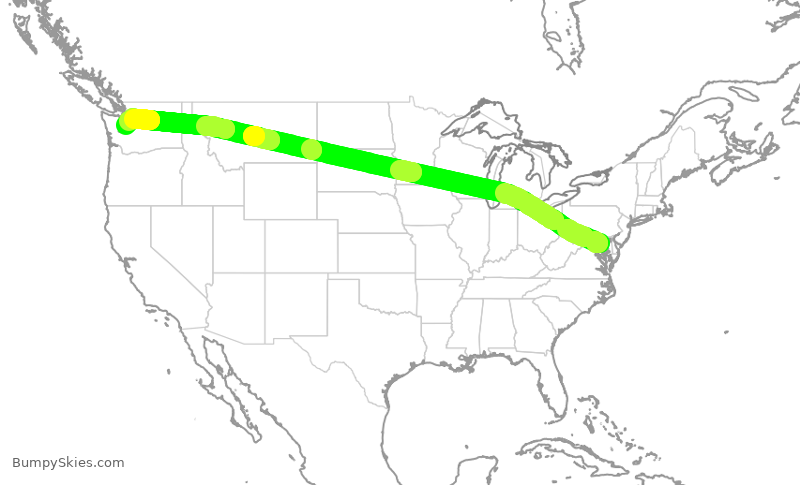 Turbulence forecast map for SWA868, BWI to SEA
