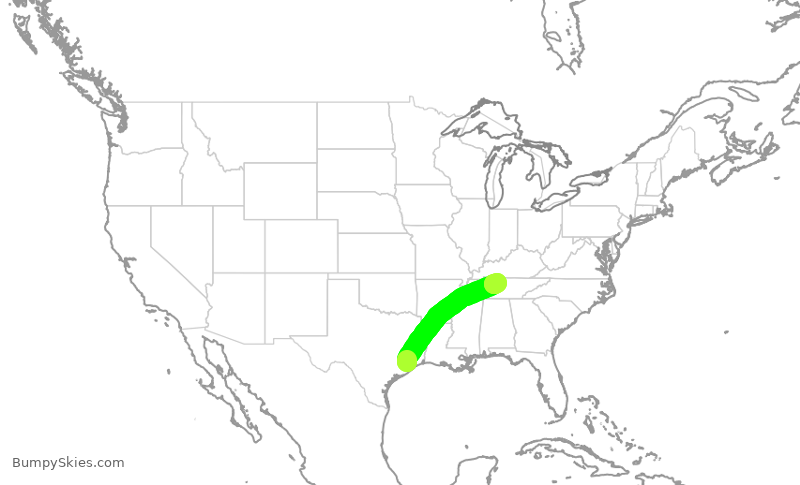 Turbulence forecast map for SWA868, HOU to BNA