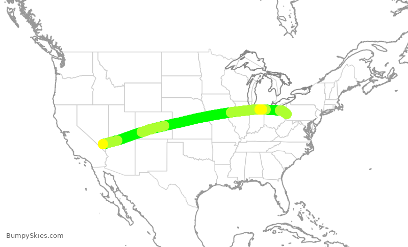 Turbulence forecast map for SWA869, LAS to PIT