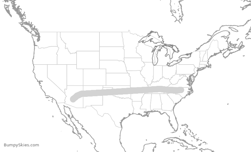 Turbulence forecast map for SWA869, RDU to PHX