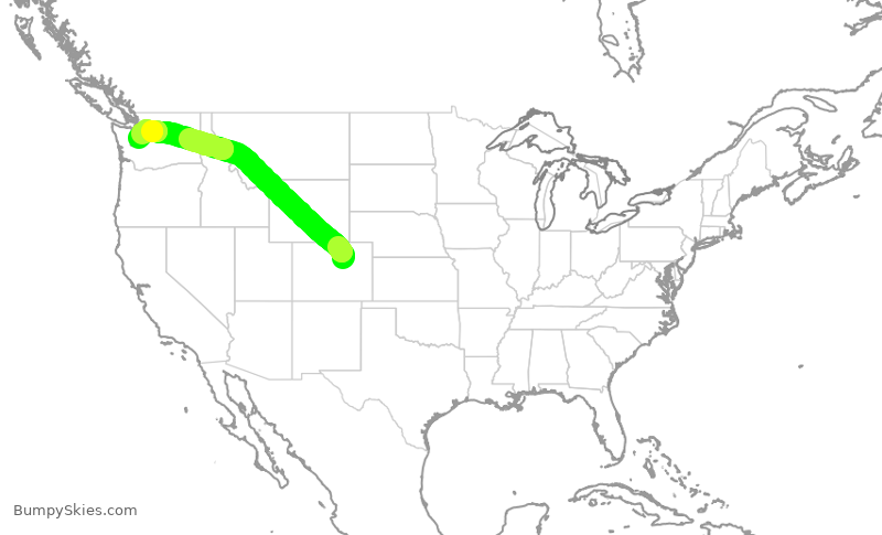 Turbulence forecast map for SWA8700, DEN to SEA