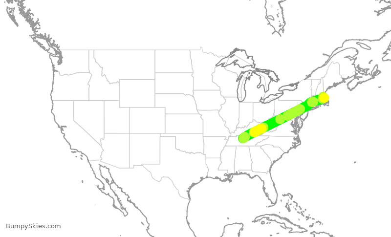 Turbulence forecast map for SWA872, BOS to BNA