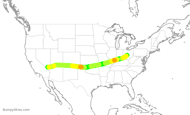Turbulence forecast map for SWA873, LAS to CMH
