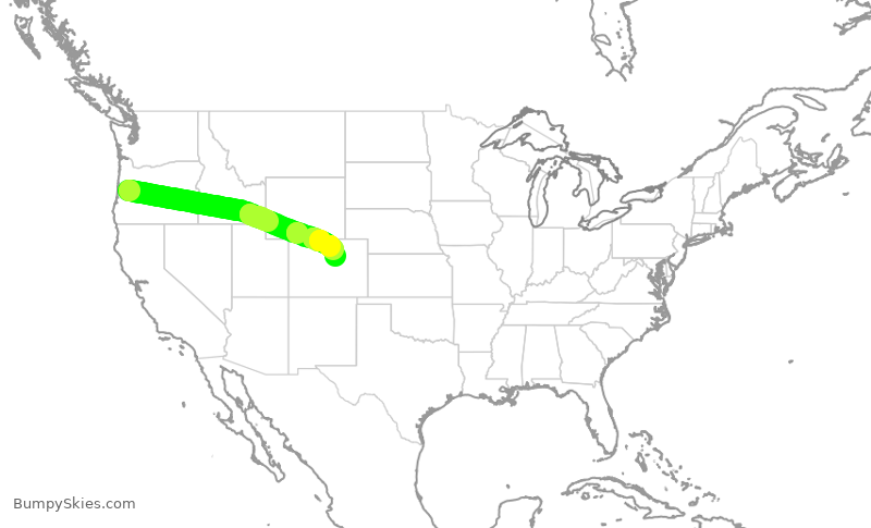 Turbulence forecast map for SWA875, EUG to DEN