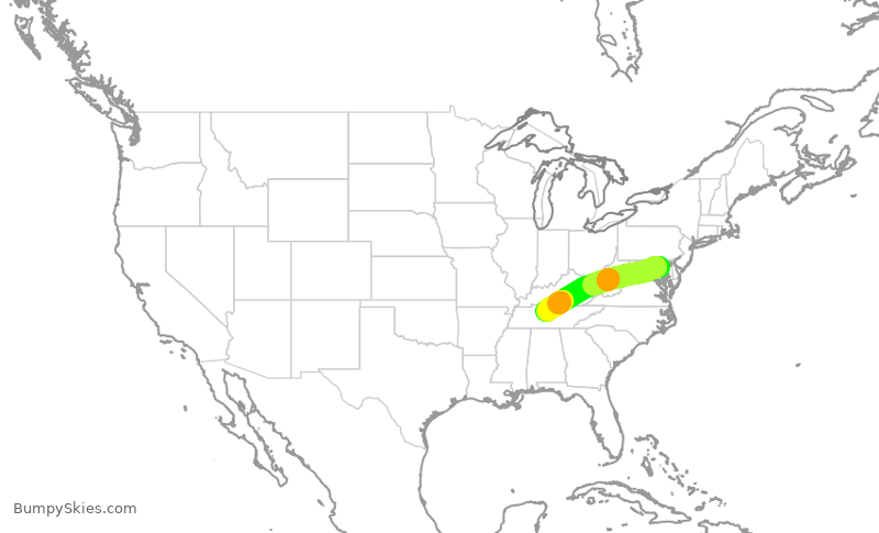 Turbulence forecast map for SWA879, BWI to BNA