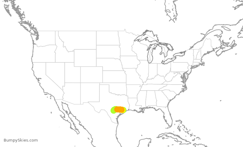 Turbulence forecast map for SWA8804, HOU to SAT