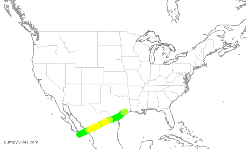 Turbulence forecast map for SWA881, SJD to HOU