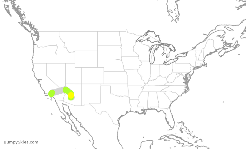 Turbulence forecast map for SWA893, BUR to PHX
