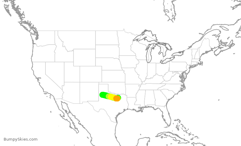 Turbulence forecast map for SWA899, DAL to LBB