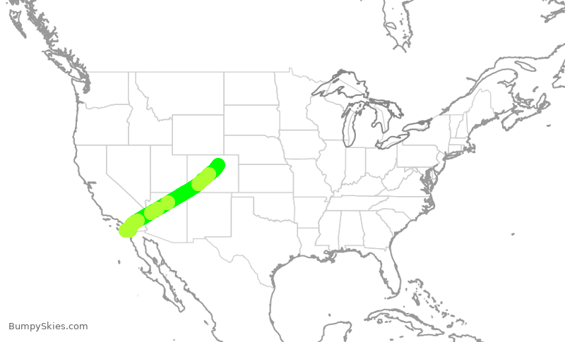 Turbulence forecast map for SWA9001, SAN to DEN