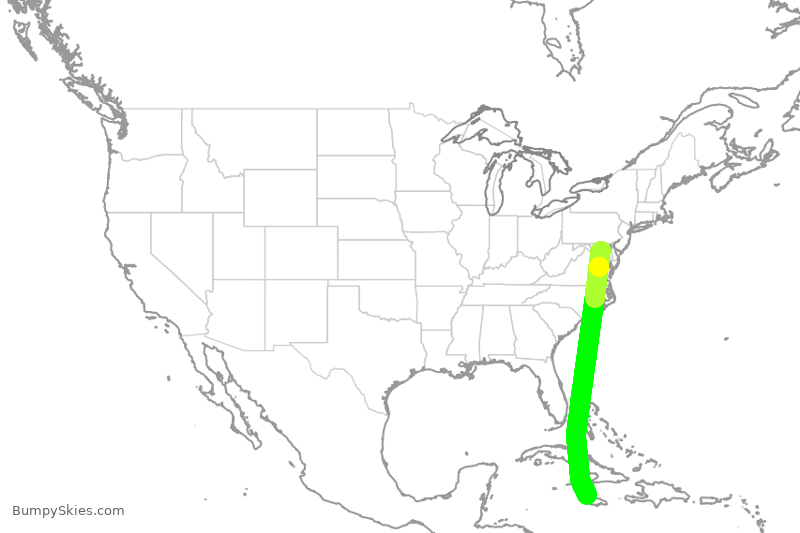 Turbulence forecast map for SWA906, BWI to KJS