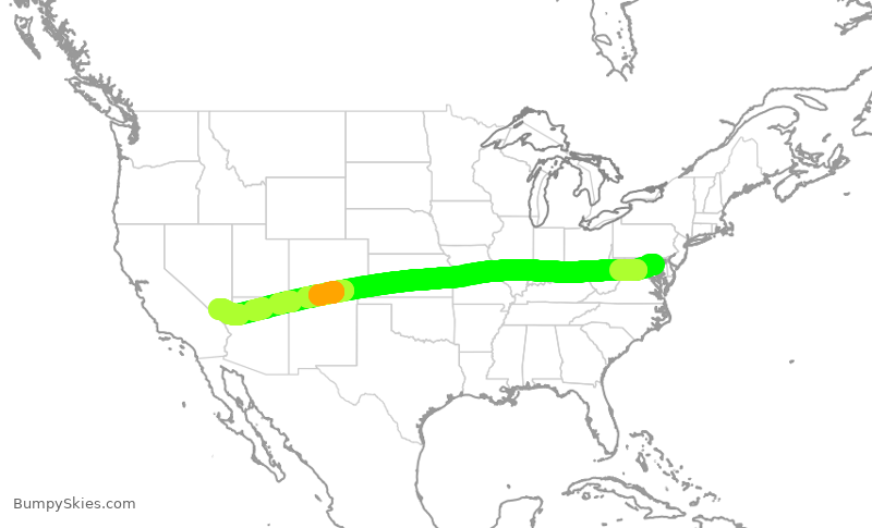 Turbulence forecast map for SWA908, BWI to LAS