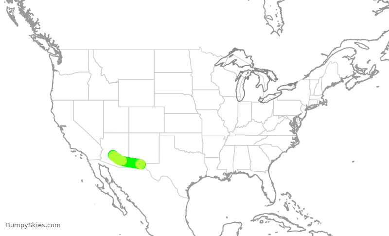 Turbulence forecast map for SWA910, ELP to PHX