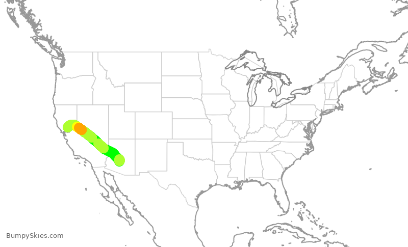 Turbulence forecast map for SWA910, PHX to SMF