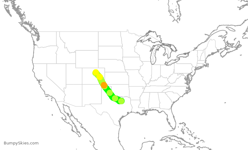 Turbulence forecast map for SWA914, DAL to DEN