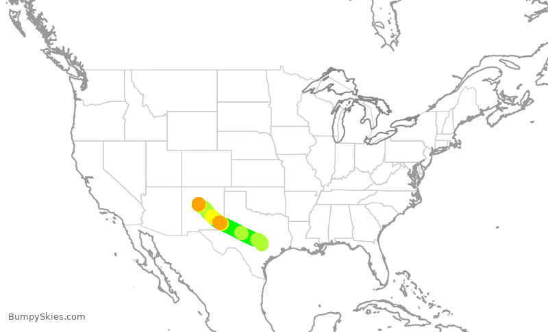 Turbulence forecast map for SWA915, ABQ to AUS