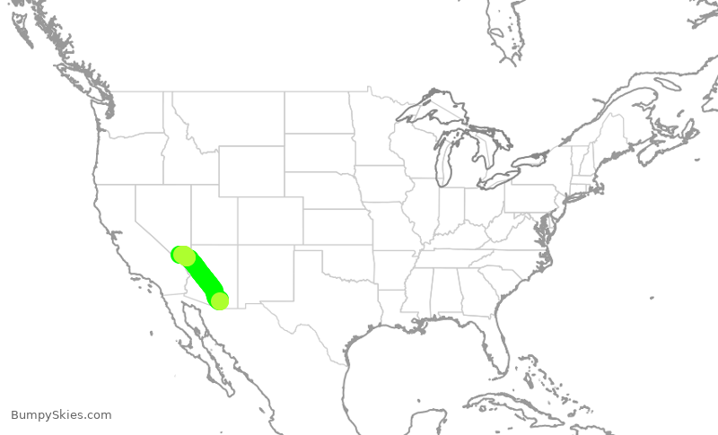 Turbulence forecast map for SWA915, TUS to LAS