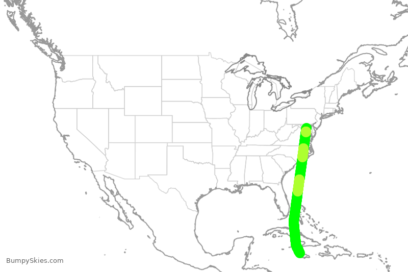 Turbulence forecast map for SWA918, BWI to KJS