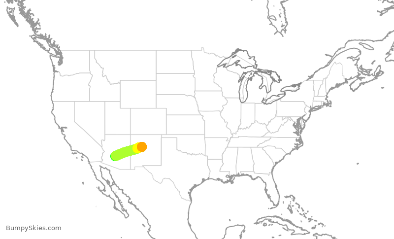 Turbulence forecast map for SWA920, PHX to ABQ