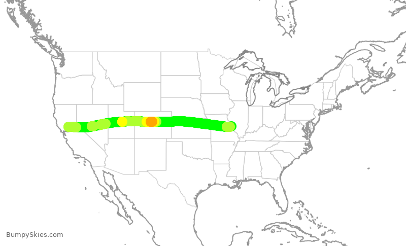 Turbulence forecast map for SWA920, SMF to STL