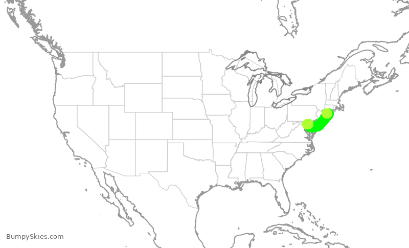Turbulence forecast map for SWA921, ISP to BWI