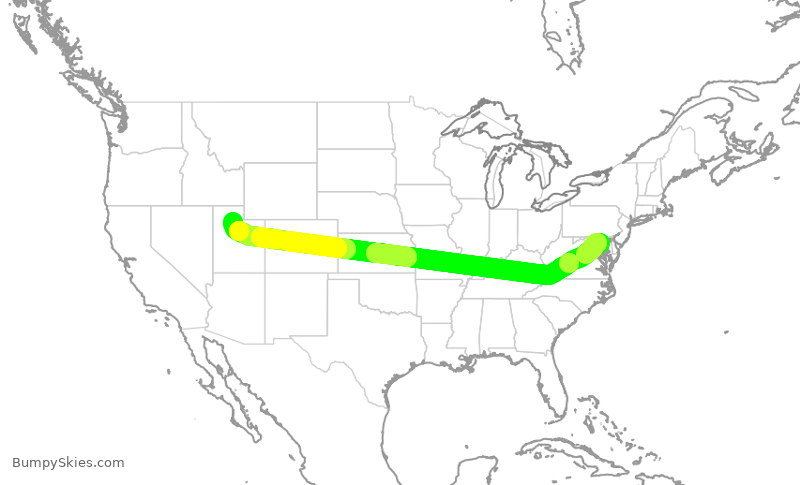 Turbulence forecast map for SWA924, BWI to SLC