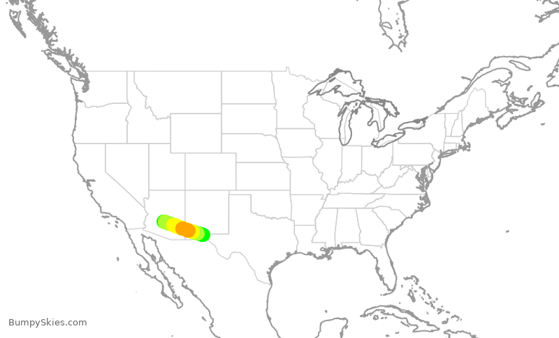 Turbulence forecast map for SWA931, PHX to ELP