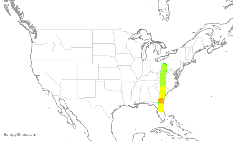 Turbulence forecast map for SWA931, PIT to MCO