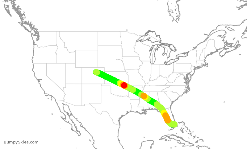Turbulence forecast map for SWA933, DEN to FLL