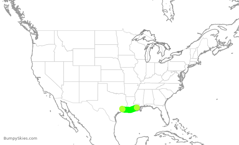 Turbulence forecast map for SWA934, MSY to HOU
