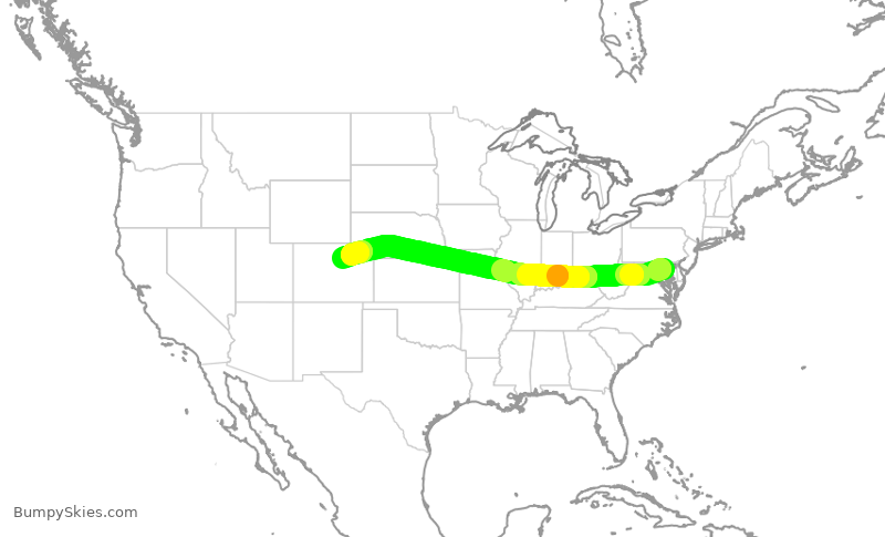 Turbulence forecast map for SWA935, BWI to DEN