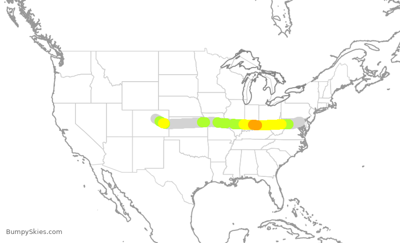 Turbulence forecast map for SWA937, BWI to DEN