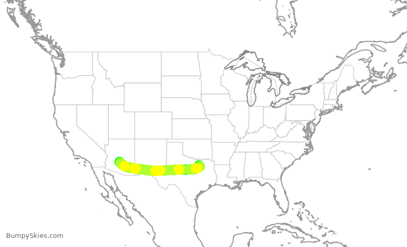 Turbulence forecast map for SWA937, PHX to DAL