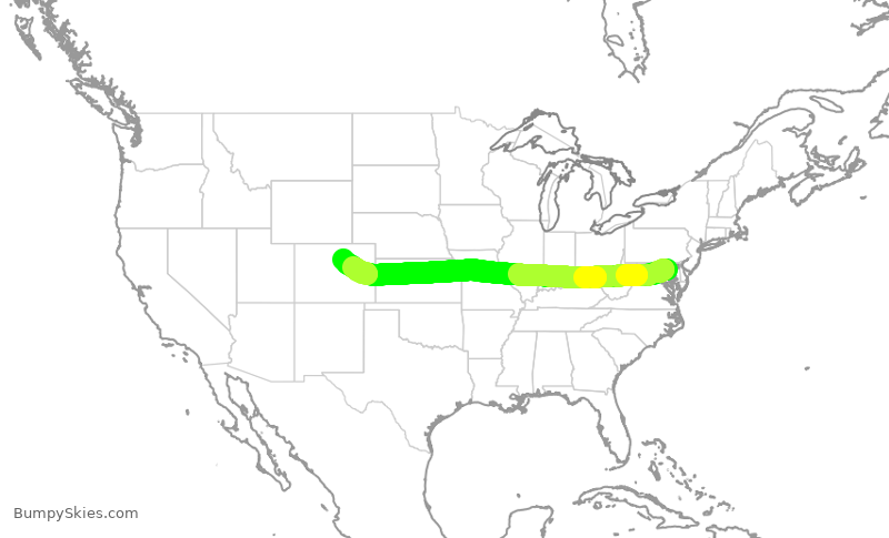 Turbulence forecast map for SWA938, BWI to DEN