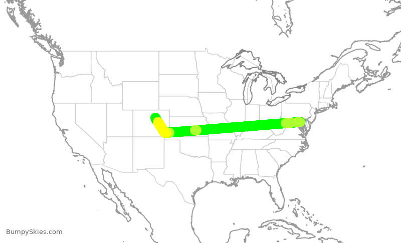 Turbulence forecast map for SWA939, BWI to DEN